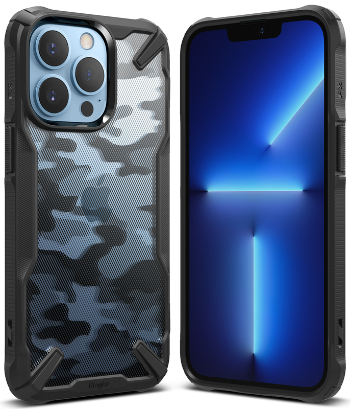 Ringke Cover for iPhone 13 Pro Case Hard Fusion-X Ergonomic Transparent Shock Absorption TPU Bumper  Designed Case for iPhone 13 Pro  - Camo Black